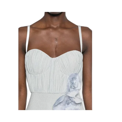 Embroidered Flower Red Carpet Dress