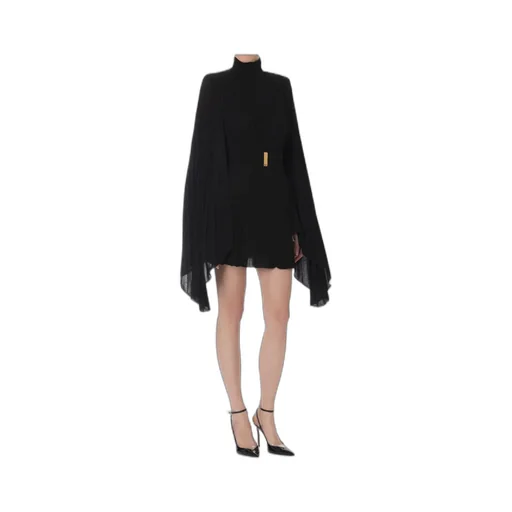 Pleated High-Neck Mini Dress