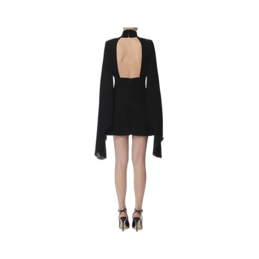 Pleated High-Neck Mini Dress