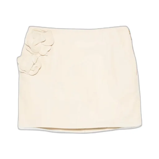 Flowers Leather Mini Skirt