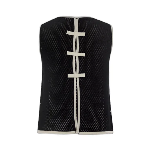 Open-Knitted Crewneck Tank Top