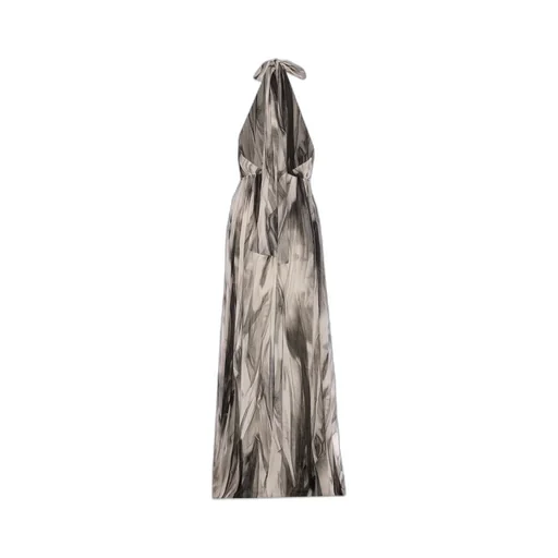 Abstract Printed Halterneck Maxi Dress