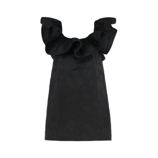 Ruffled Floral Jacquard Dress
