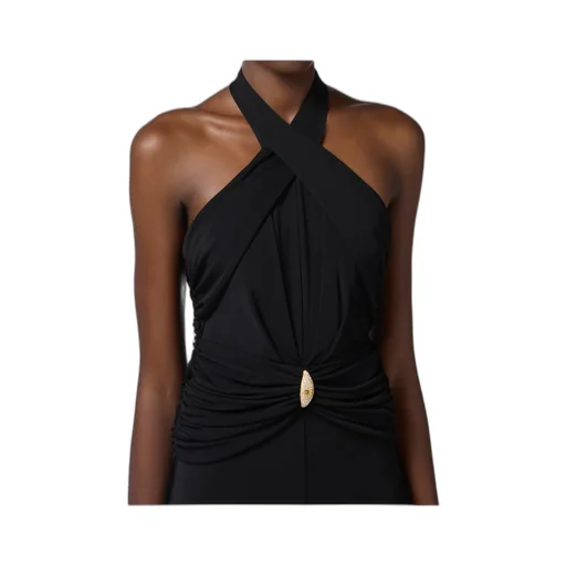 Crossover Gathered Sleeveless Dress