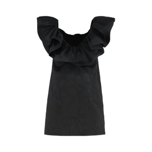 Ruffled Floral Jacquard Dress