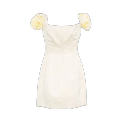 Applied Flowers Duchesse Satin Dress