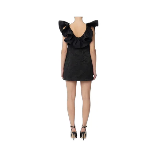 Ruffled Floral Jacquard Dress