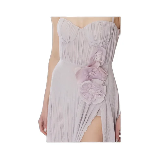 Floral Embellished Pleated Sleeveless Dress