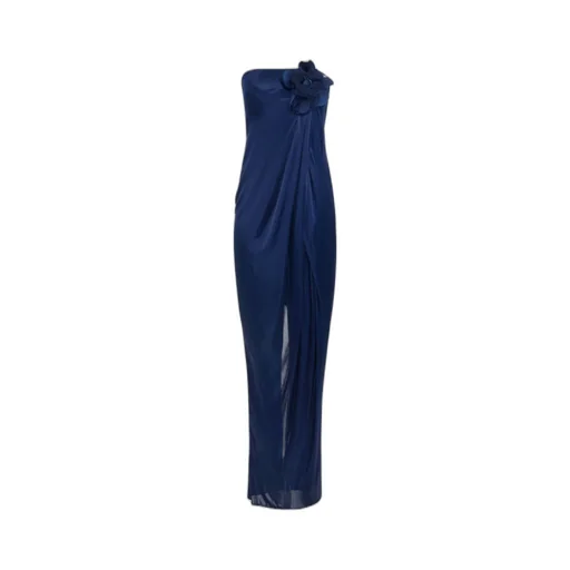 Flower Embroidered Red Carpet Dress
