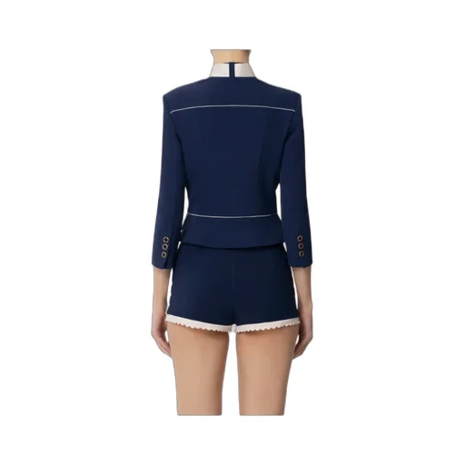 Two-Tone Foulard Scarf Detailed CrÊPe Jacket