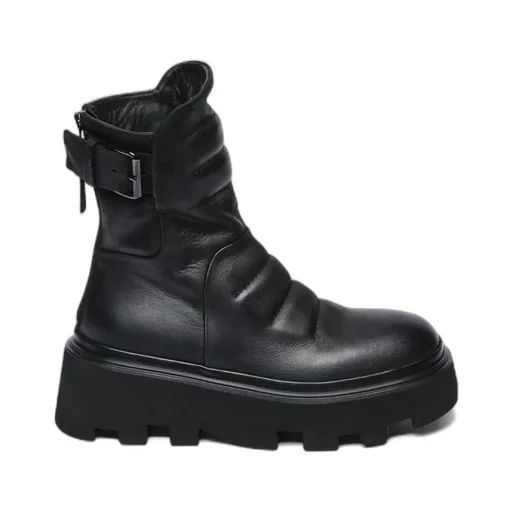 Leather Buckles Ankle Boots