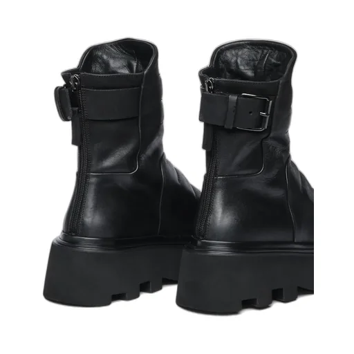 Leather Buckles Ankle Boots
