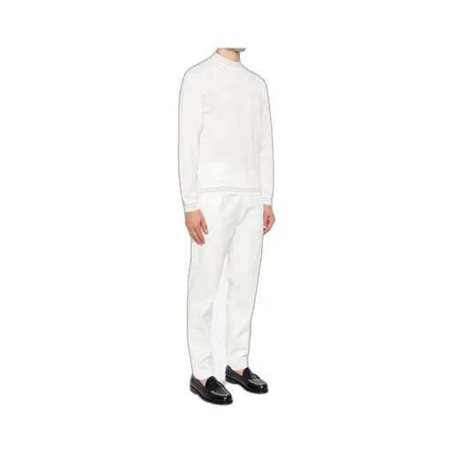 Striped-Trim Cotton Jumper