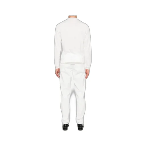 Striped-Trim Cotton Jumper