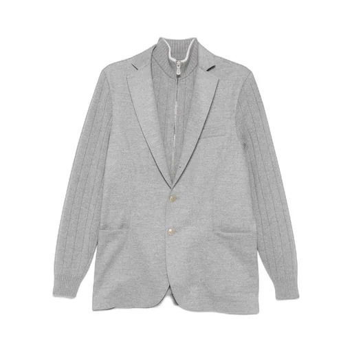 Ribbed-Sleeves Buttoned Jacket