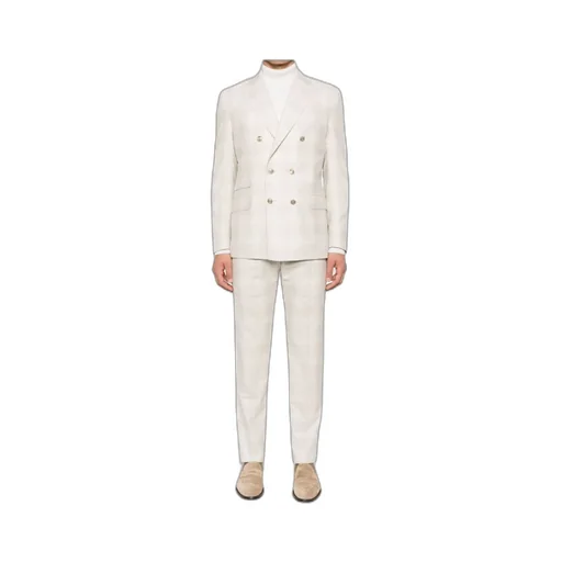 Checked Double-Breasted Suit Jacket