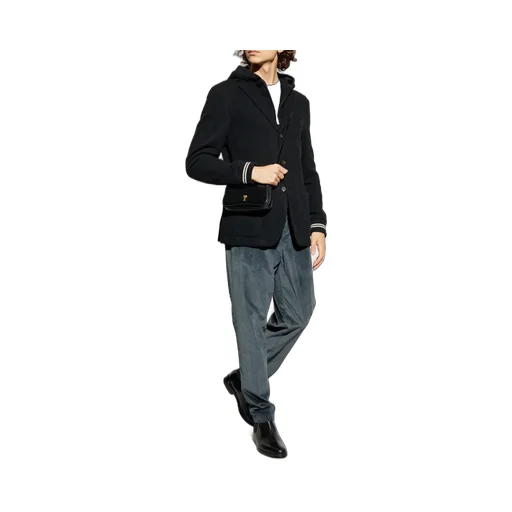 Hooded Ribbed-Cuff Blazer