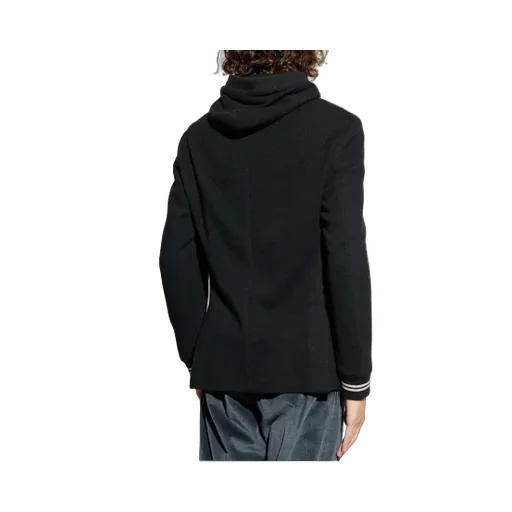 Hooded Ribbed-Cuff Blazer