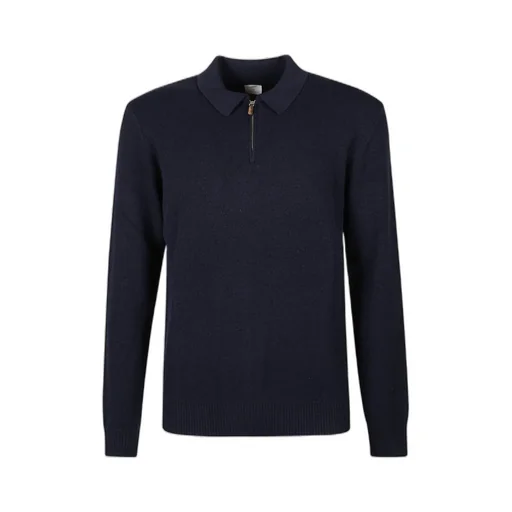 Zip-Up Wool Polo Sweater