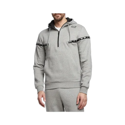 Semi-Zipper Design Logo Hooded Sweater