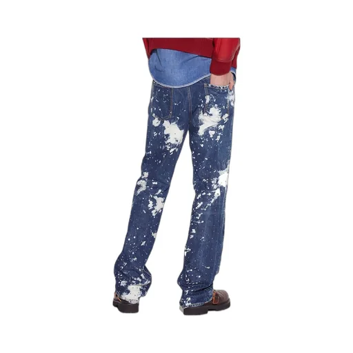 Paint-Splatter Straight-Leg Jeans