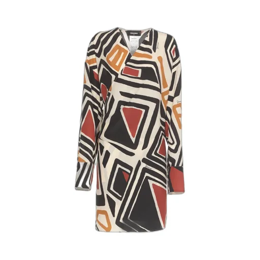 Geometric Printed Mini Wrap Dress