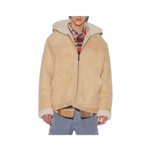 Shearling Long-Sleeved Hooded Jacket
