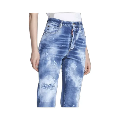 High-Waisted Distressed Jeans