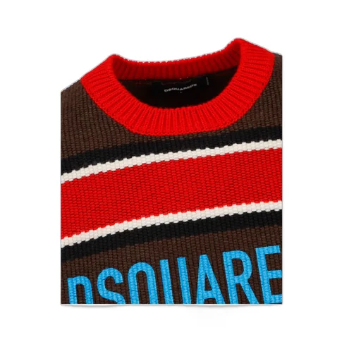 Logo Print Crewneck Striped Jumper