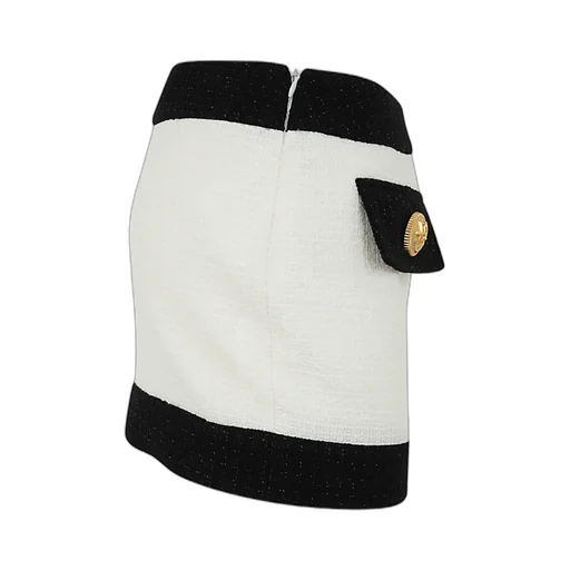 Two-Tone Tweed Miniskirt