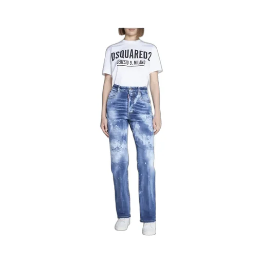 High-Waisted Distressed Jeans