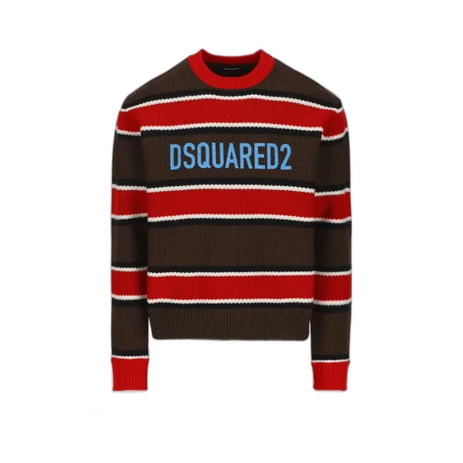 Logo Print Crewneck Striped Jumper