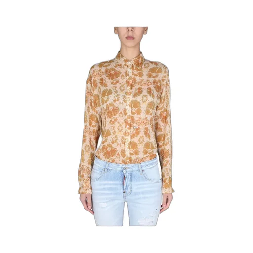 Woven Floral Print Long-Sleeved Shirt