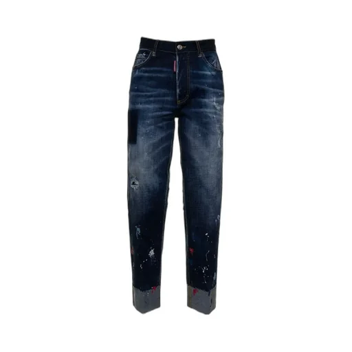 Paint-Splatter Straight-Leg Jeans