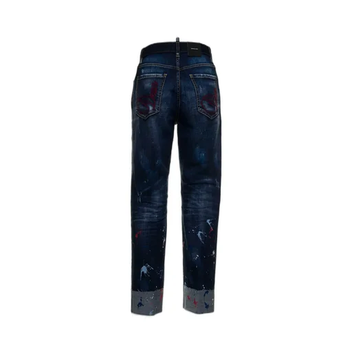 Paint-Splatter Straight-Leg Jeans