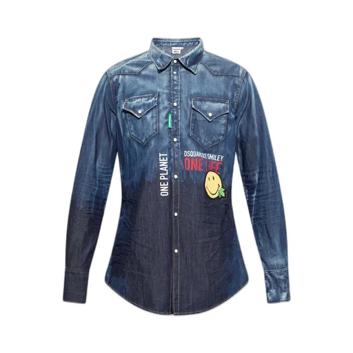 Denim Logo-Print Shirt