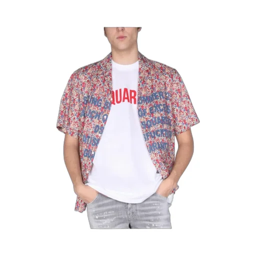 Logo Floral Printed Bowling Shirt