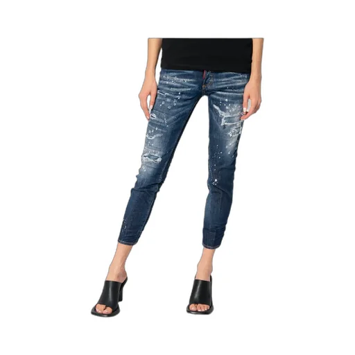 Distressed Paint Splatter Cropped Jeans