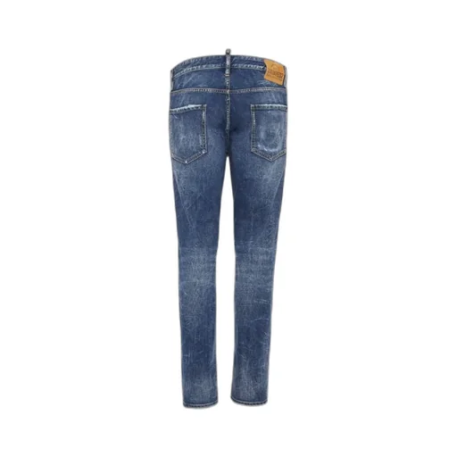 Straight-Leg Distressed Skinny Jeans