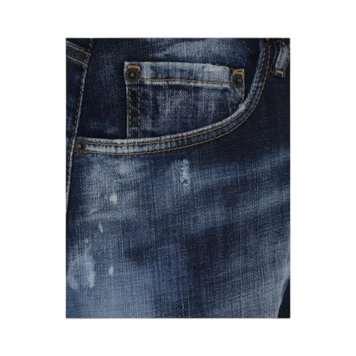 Paint-Splatter Wide-Cut Denim Shorts