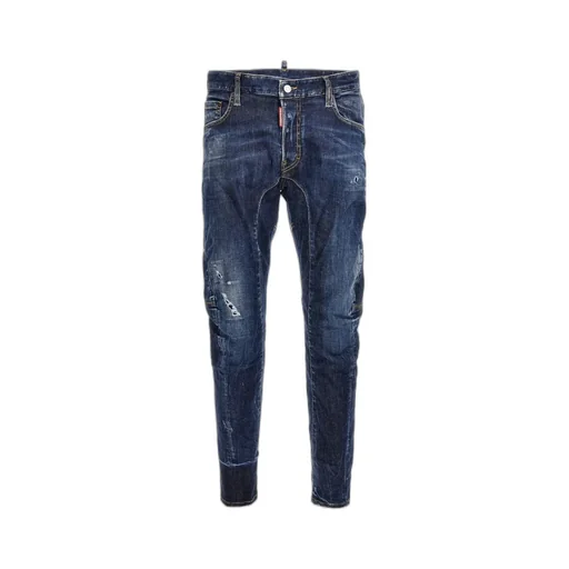 Straight-Leg Distressed Skinny Jeans