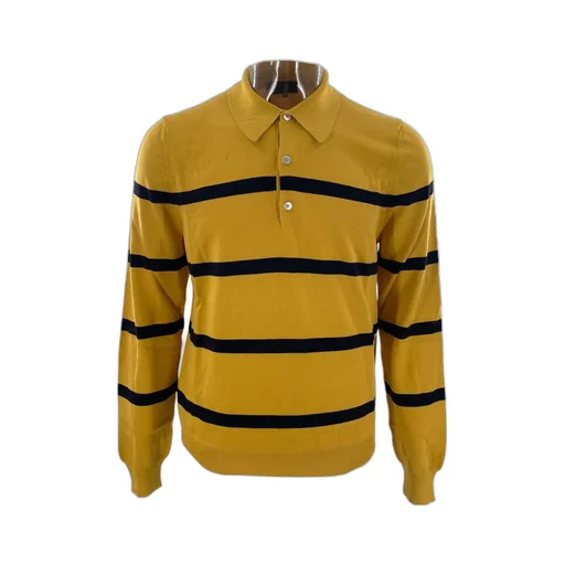 Striped Long-Sleeved Polo Shirt