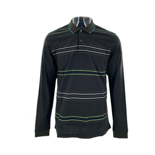 Striped Long-Sleeved Polo Shirt