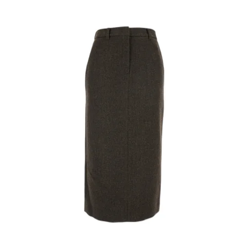 Check Motif Wool-Blend Skirt
