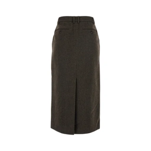 Check Motif Wool-Blend Skirt