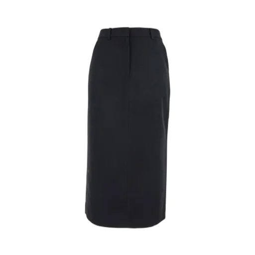 Belted Wool-Blend Long Skirt