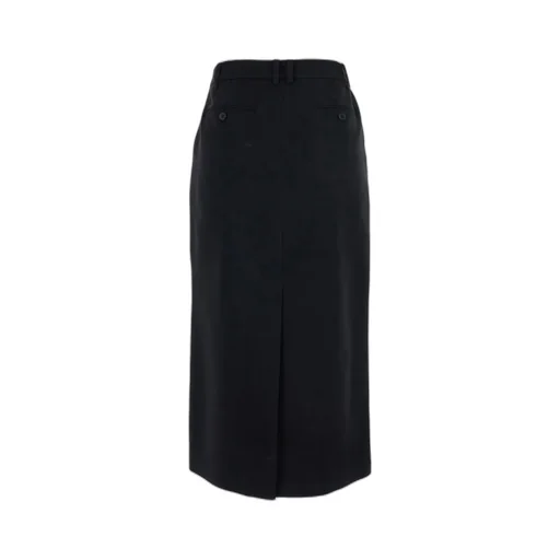 Belted Wool-Blend Long Skirt