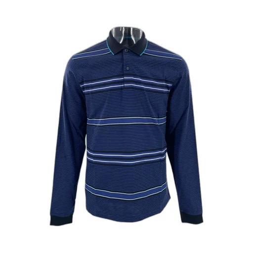 Striped Long-Sleeved Polo Shirt