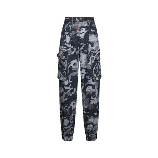 Camouflage-Print High Waist Tousers