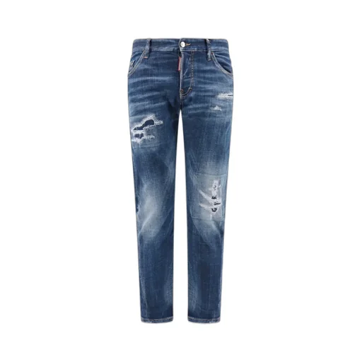 Logo Patch Distressed Jeans